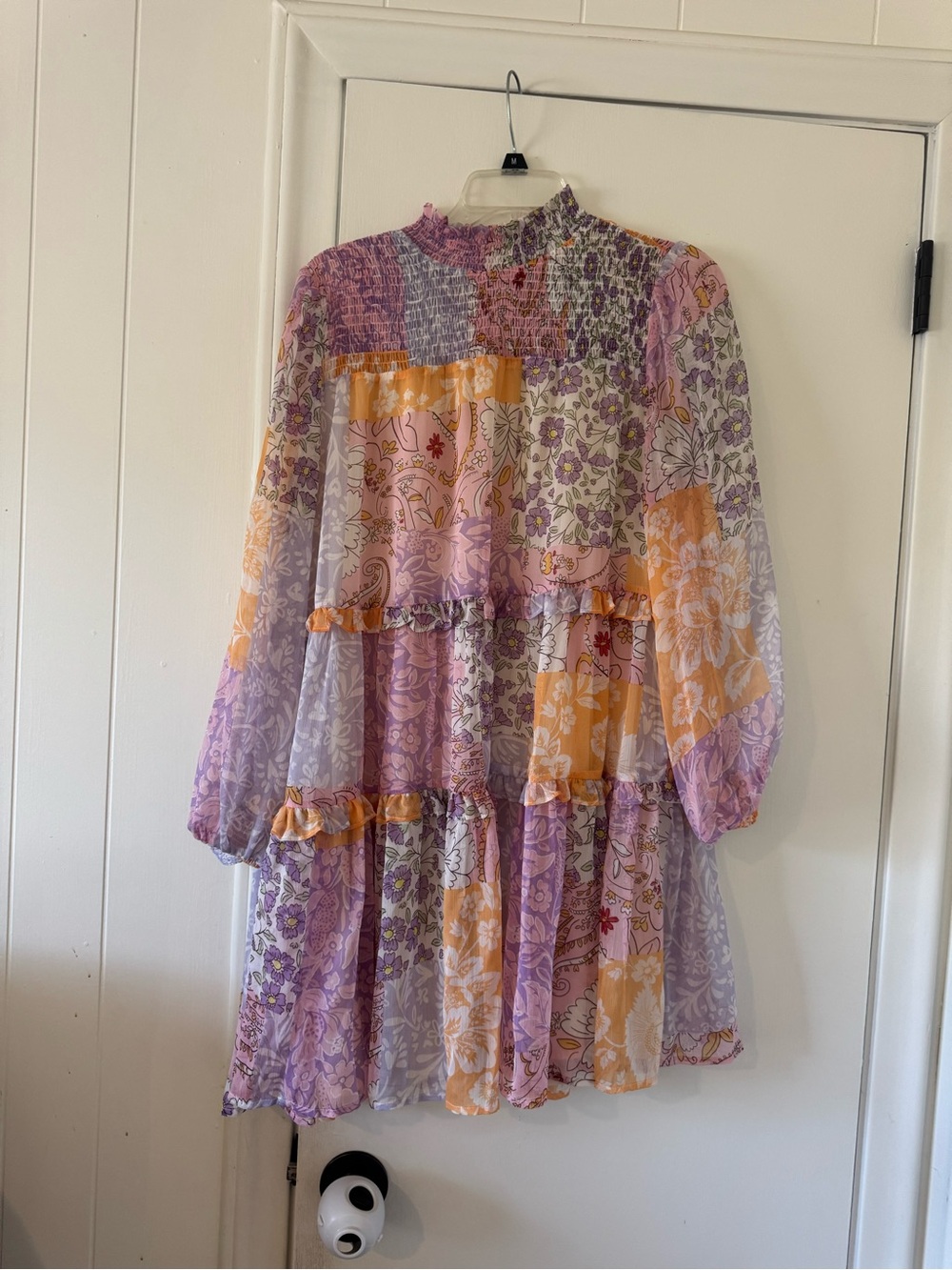 Fate Lavender & Peach Patchwork Floral Tiered Dress